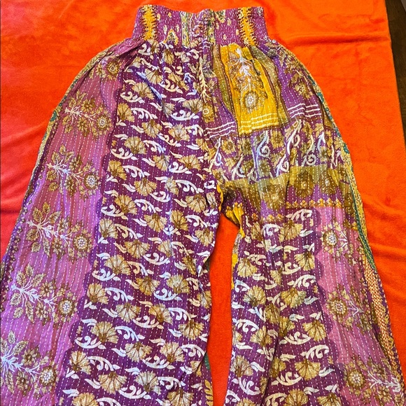 Vibrant Purple and Yellow Wide Leg Pants - Picture 10 of 12